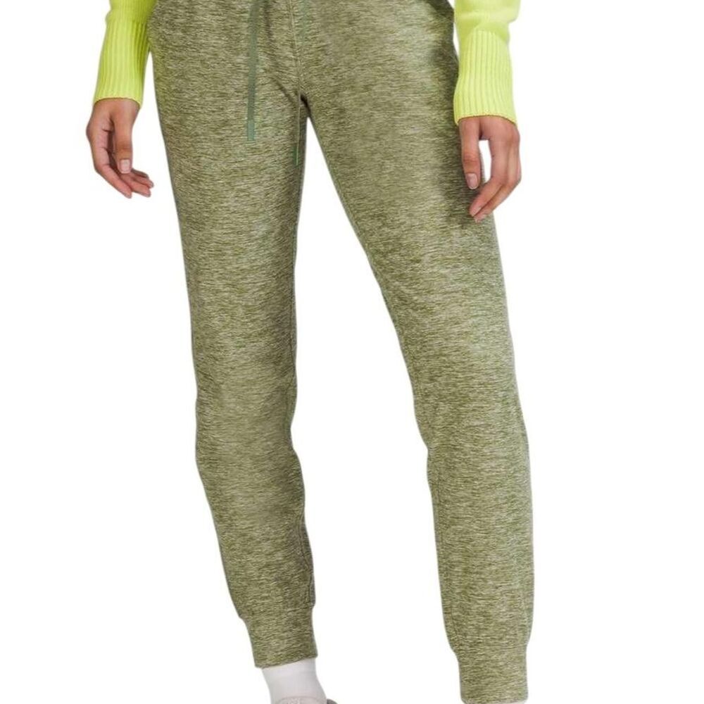 Lululemon Ready to Rulu High-Rise Fleece Jogger in Heathered Green Twill
